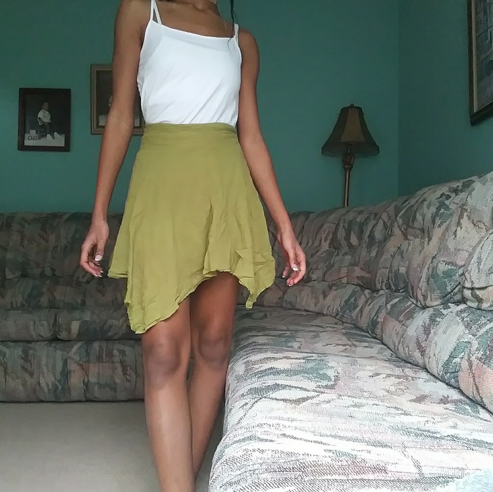Asymmetrical Moss Green Skirt